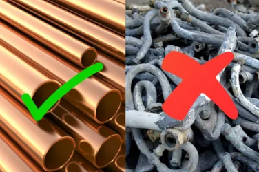 Copper pipes (good) vs corroded lead pipes (bad)